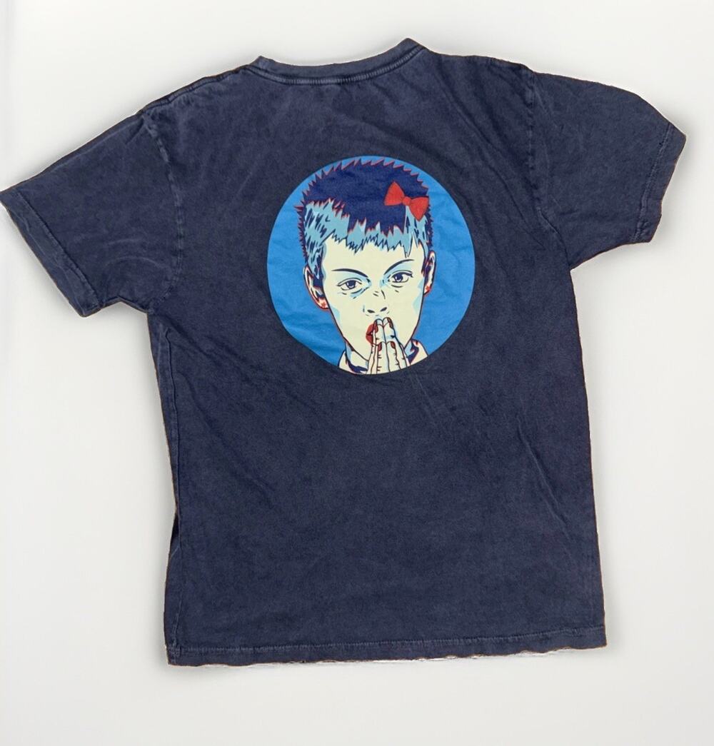 Punk Graphic T-Shirt Blue Medium 20x27 Paper Thin Vintage Y2K